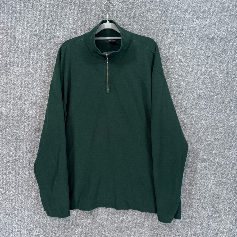 Brooks Brothers Sweater Mens XL Green 1/4 Zip Cotton Pullover Classic Layering